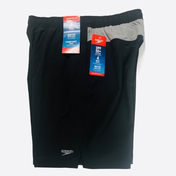 NWT Speedo Mens Swim Trunks Black/Gray Size M - Picture 4 of 8